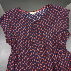 Boden Red Blue Tulip Flower Blouse, 14